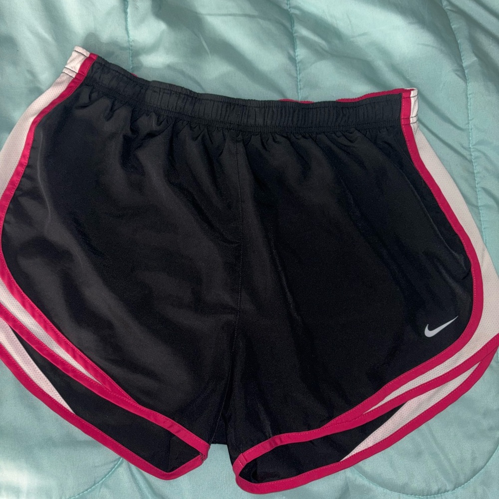 Nike Women's Black Shorts with Pink Trim